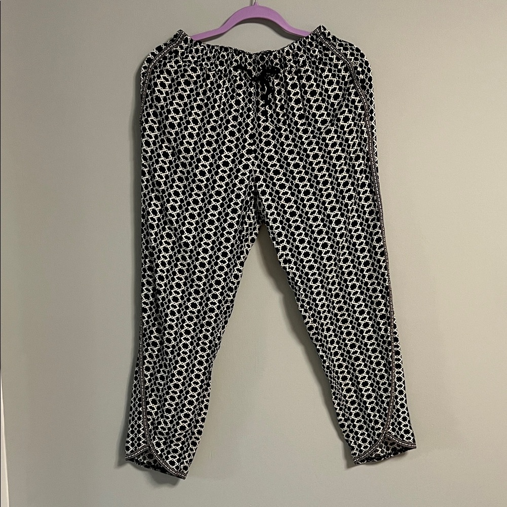 Anthropologie Hei Hei‎ Black White Geometric Print Pull On Pants Size XS